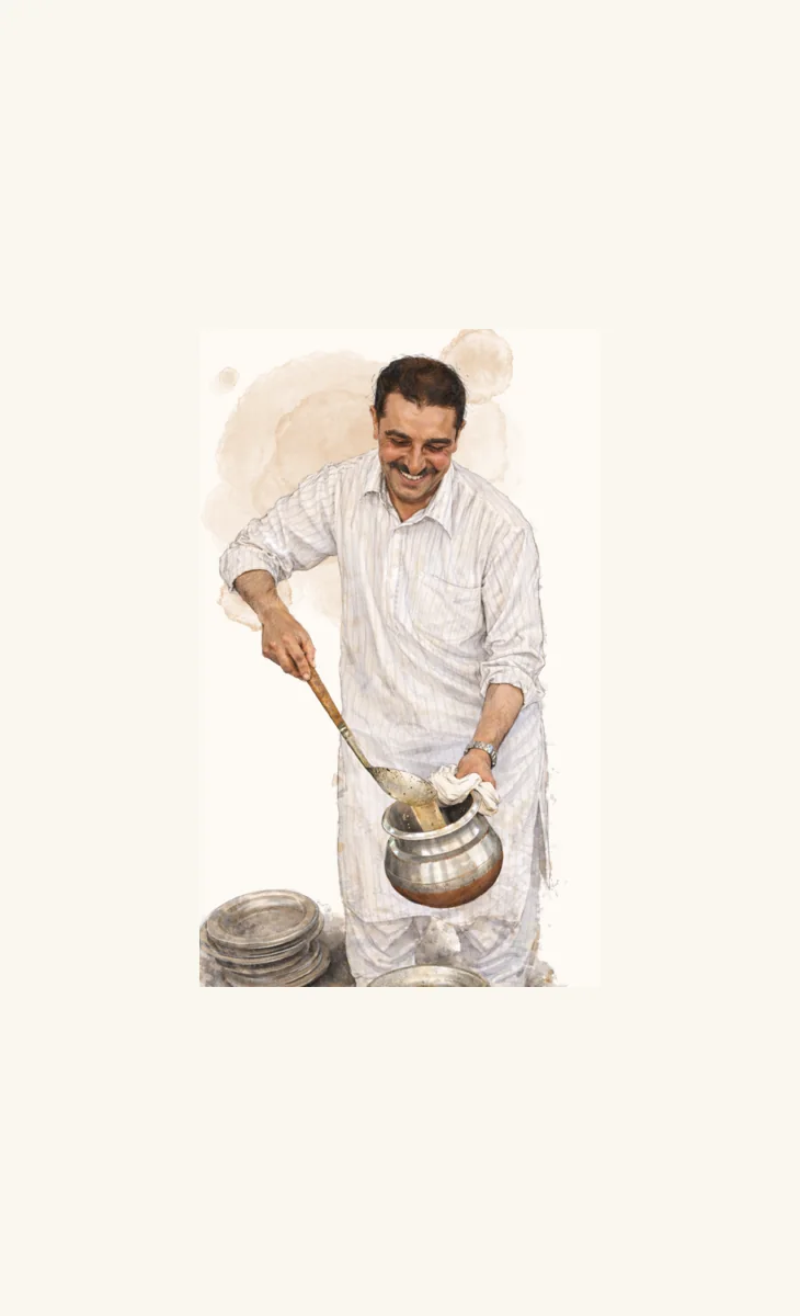 Kashmiri culinary host preparing food