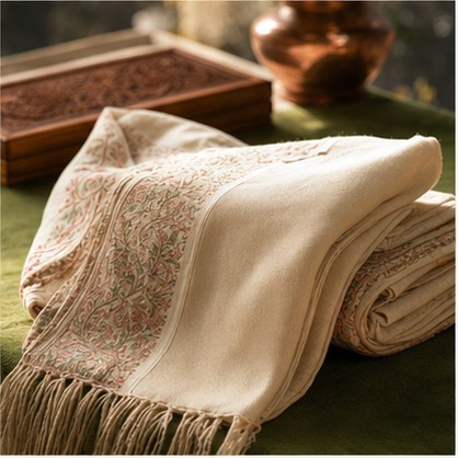 Finished Kashmiri pashmina craft piece
